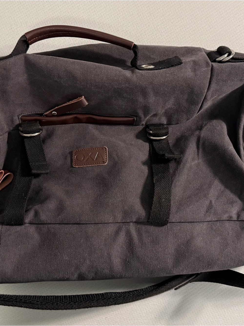 Gray Duffle Cylinder Backpack Bag